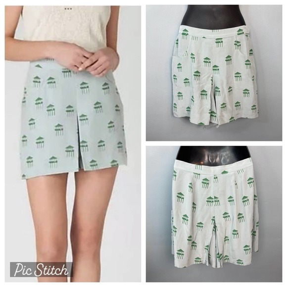 𝅺anthropologie Charlotte Taylor Sukiya Silk Shorts Women's 6 Japanese Structure - Picture 1 of 12